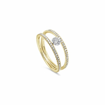 Bague Sarlane Etincelle Full Pavé en or jaune et diamant taille brillant de 0.20ct monté en Serti Riveté