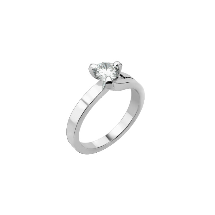 Solitaire en or blanc palladié et diamants