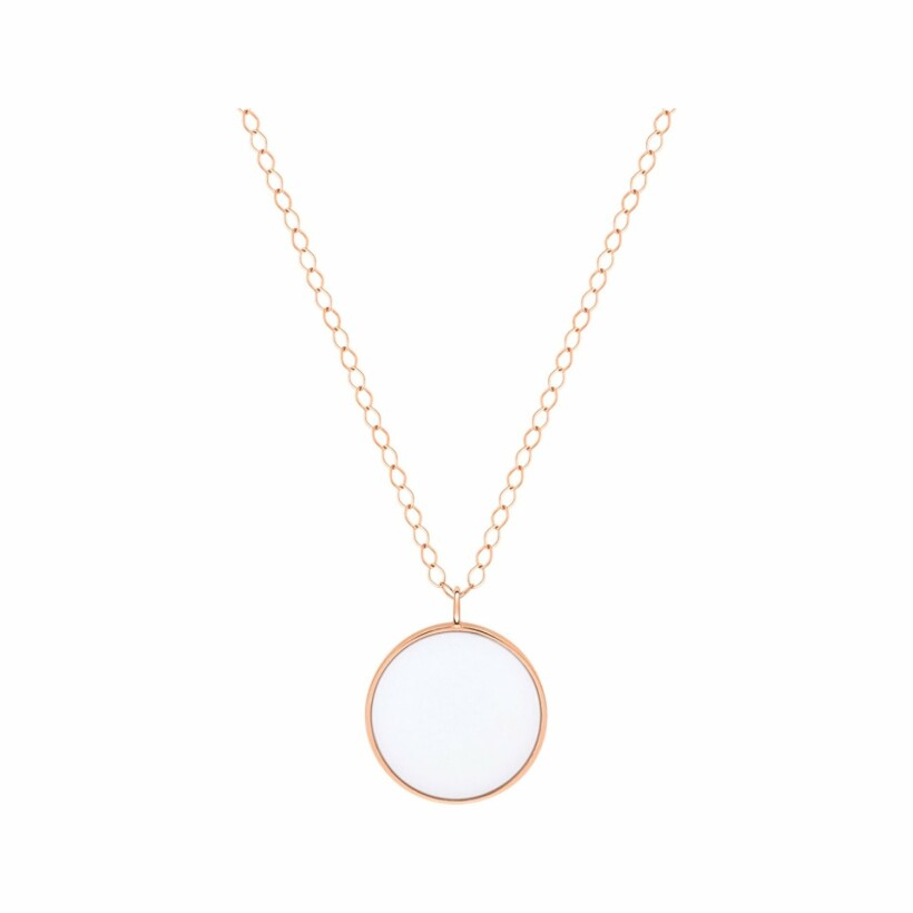 Ginette NY Jumbo EVER necklace, rose gold and white agate
