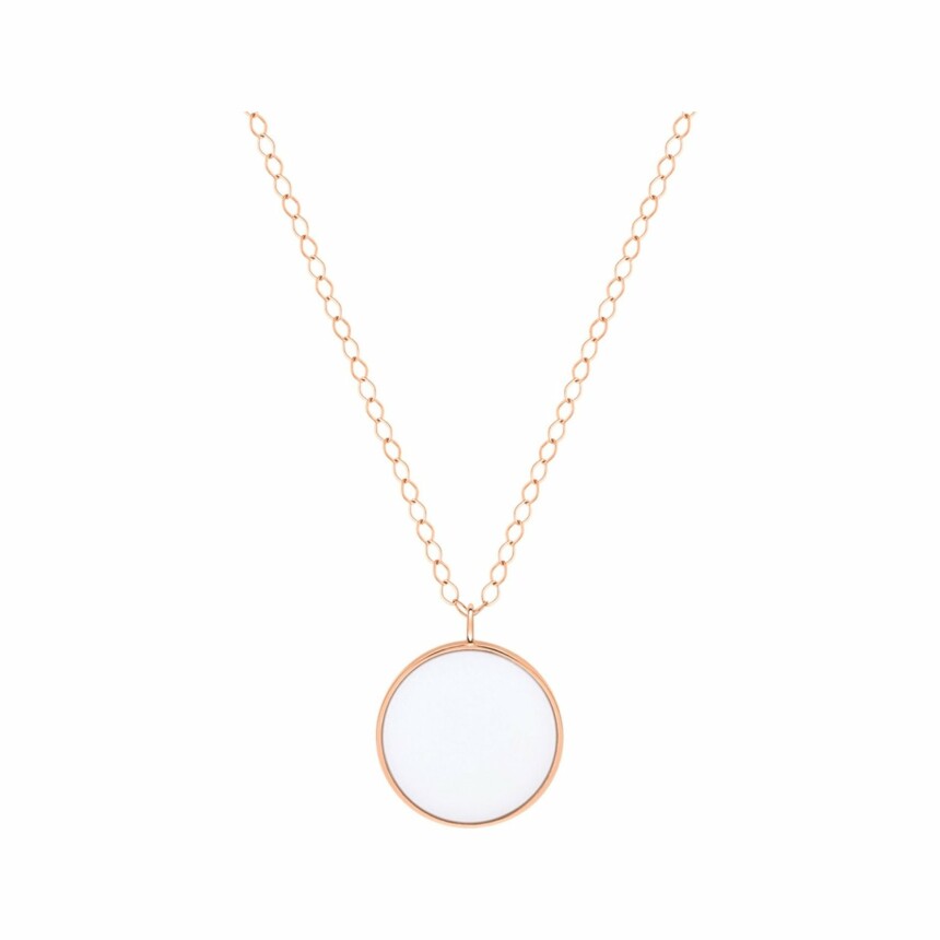 Collier Ginette NY Jumbo EVER en or rose et agate blanche