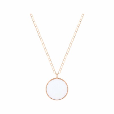 Ginette NY Jumbo EVER necklace, rose gold and white agate