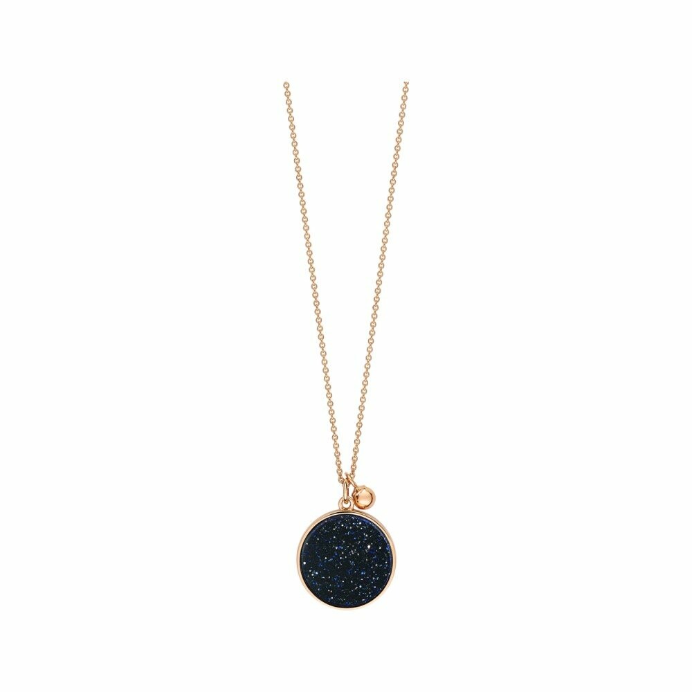 Collier Ginette NY EVER Disc en or rose et pierre de sable bleu