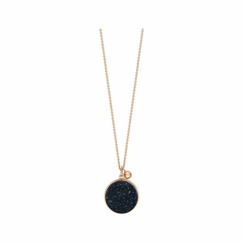 Ginette NY EVER Disc necklace, rose gold and blue sandstone