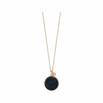 Ginette NY EVER Disc necklace, rose gold and blue sandstone