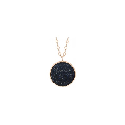 Collier Ginette NY JUMBO EVER DISC en or rose et blue sand stone