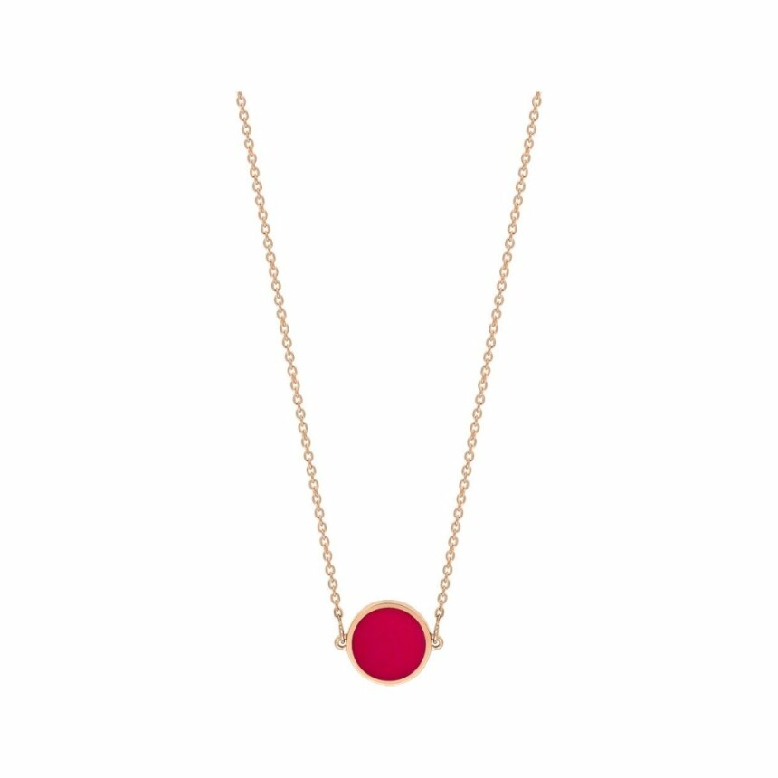 Collier Ginette NY Mini Ever Disc en or rose et corail rouge