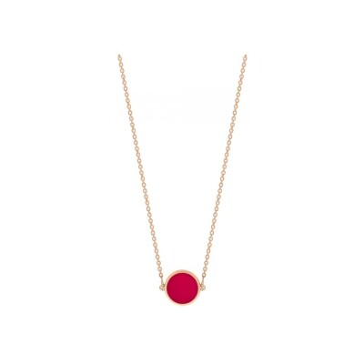 Collier Ginette NY MINI EVER DISC en or rose et corail rouge