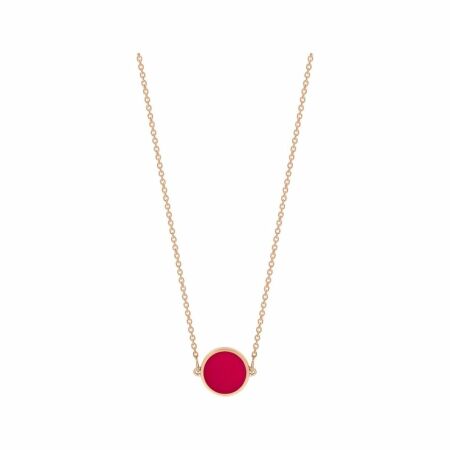 Ginette NY Mini Ever Disc necklace, rose gold, red coral