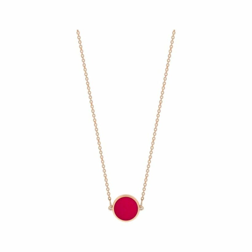 Collier Ginette NY Mini Ever Disc en or rose et corail rouge