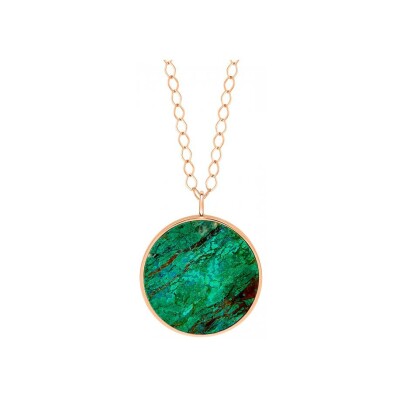 Collier Ginette NY EVER DISC en or rose et chrysocolle