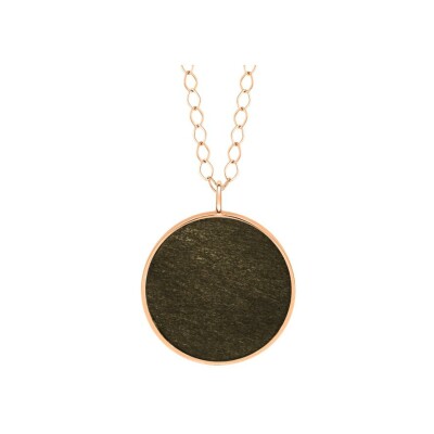 Collier Ginette NY EVER DISC en or rose et obsidiennes