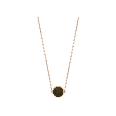 Collier Ginette NY EVER DISC en or rose et obsidiennes