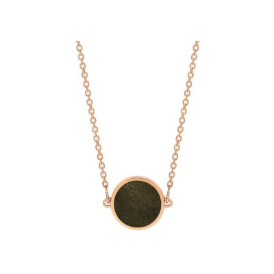 Collier Ginette NY EVER DISC en or rose et obsidiennes