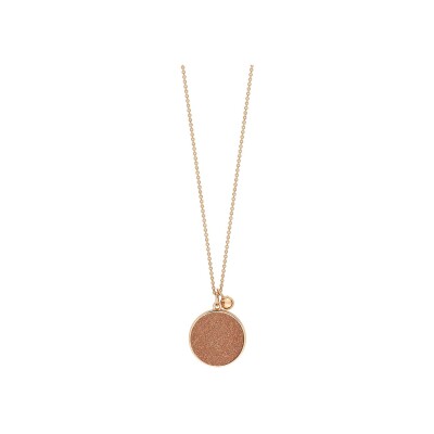 Ginette NY EVER DISC necklace, pink gold and sandstone