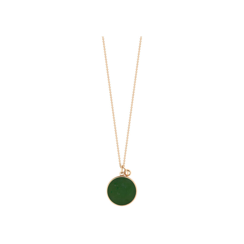 GINETTE NY EVER disc on chain, rose gold, jade