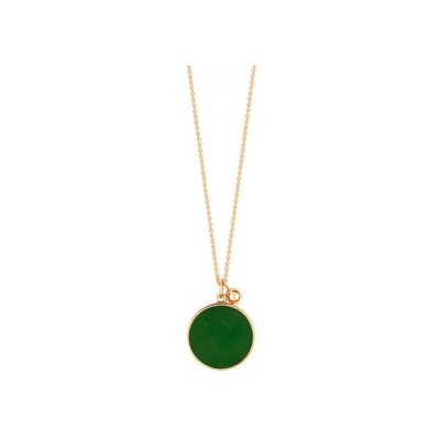 GINETTE NY EVER disc on chain, rose gold, jade