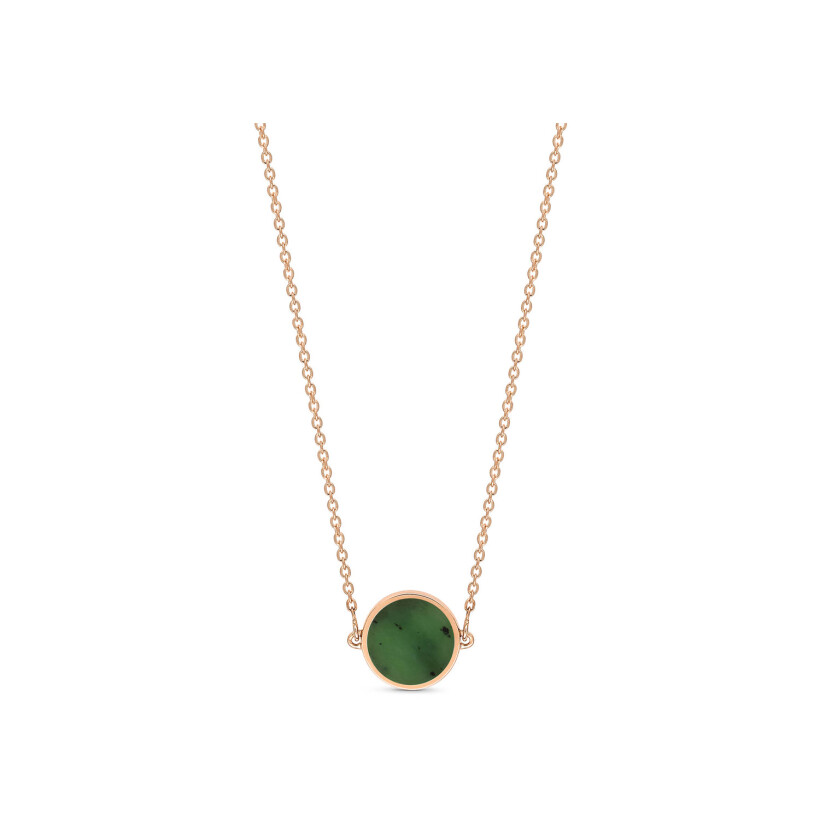 GINETTE NY MINI EVER disc necklace, rose gold, jade