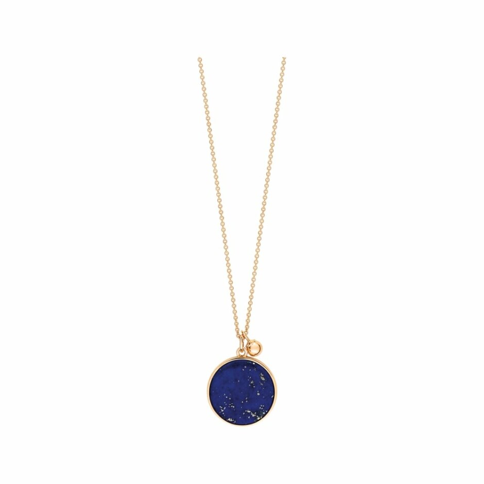 Collier Ginette NY EVER Disc en or rose et lapis lazulis