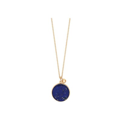 Ginette NY EVER Disc necklace, rose gold, lapis lazulis