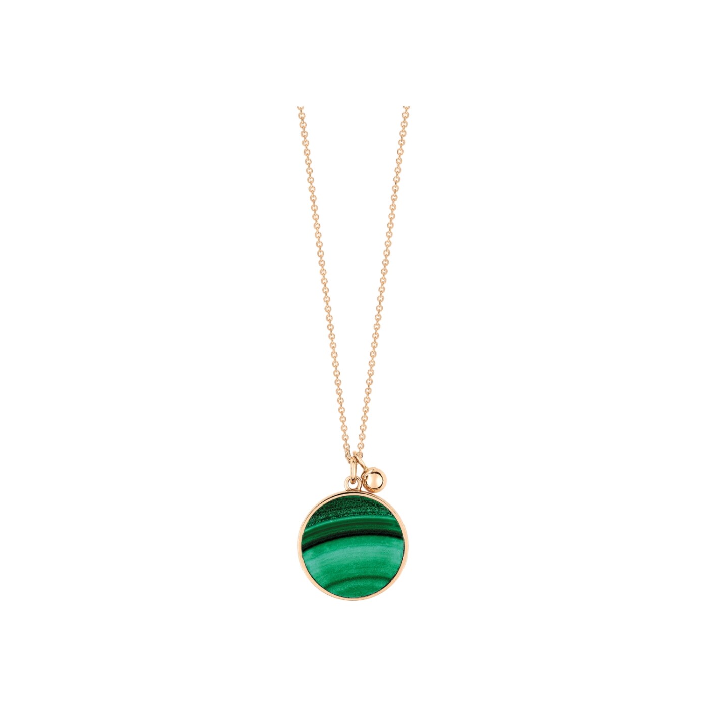 Collier GINETTE NY EVER en or rose et malachite