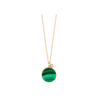 Collier Ginette NY EVER DISC en or rose et malachite