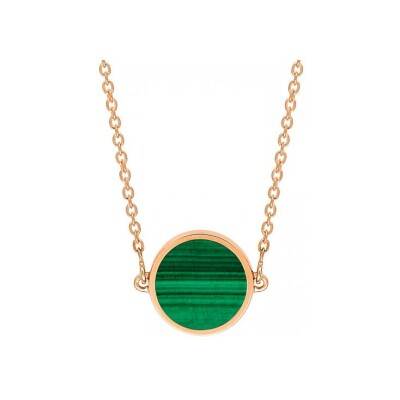 Collier Ginette NY EVER DISC en or rose et malachite