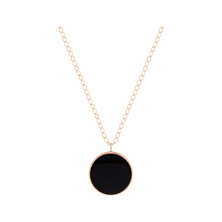 Ginette NY Jumbo EVER necklace, rose gold and black onyx