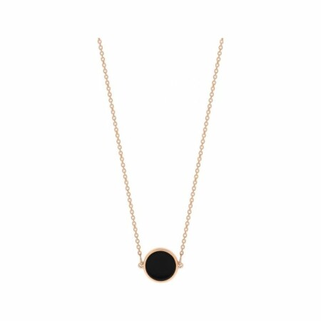 Ginette NY Mini Ever Onyx disc necklace, rose gold and black onyx