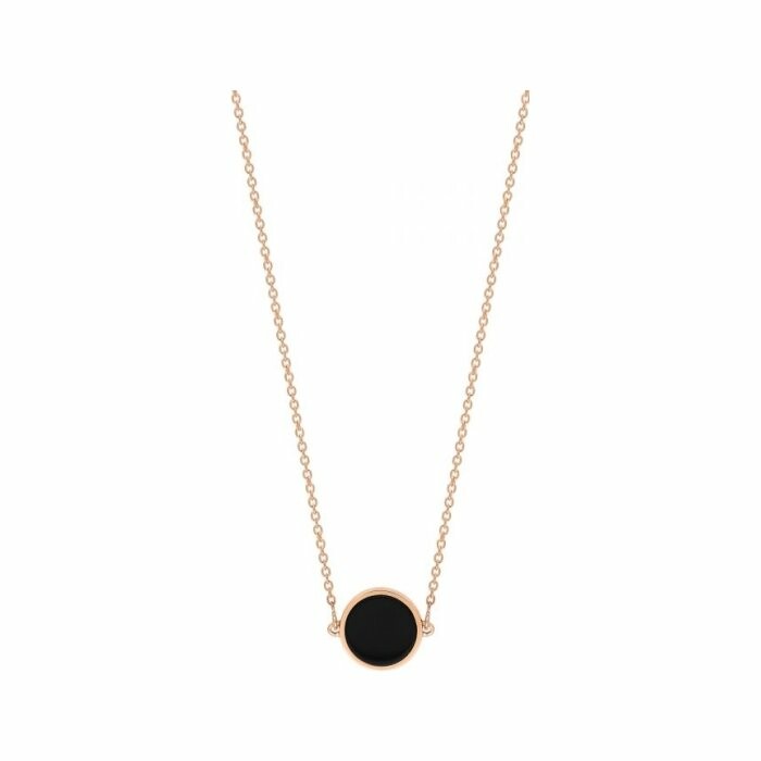 Ginette NY Mini Ever Onyx disc necklace, rose gold and black onyx