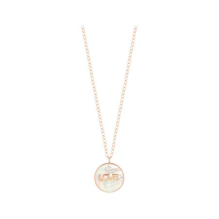 GINETTE NY LOVE Jumbo ever necklace, rose gold and white mother-of-pearl