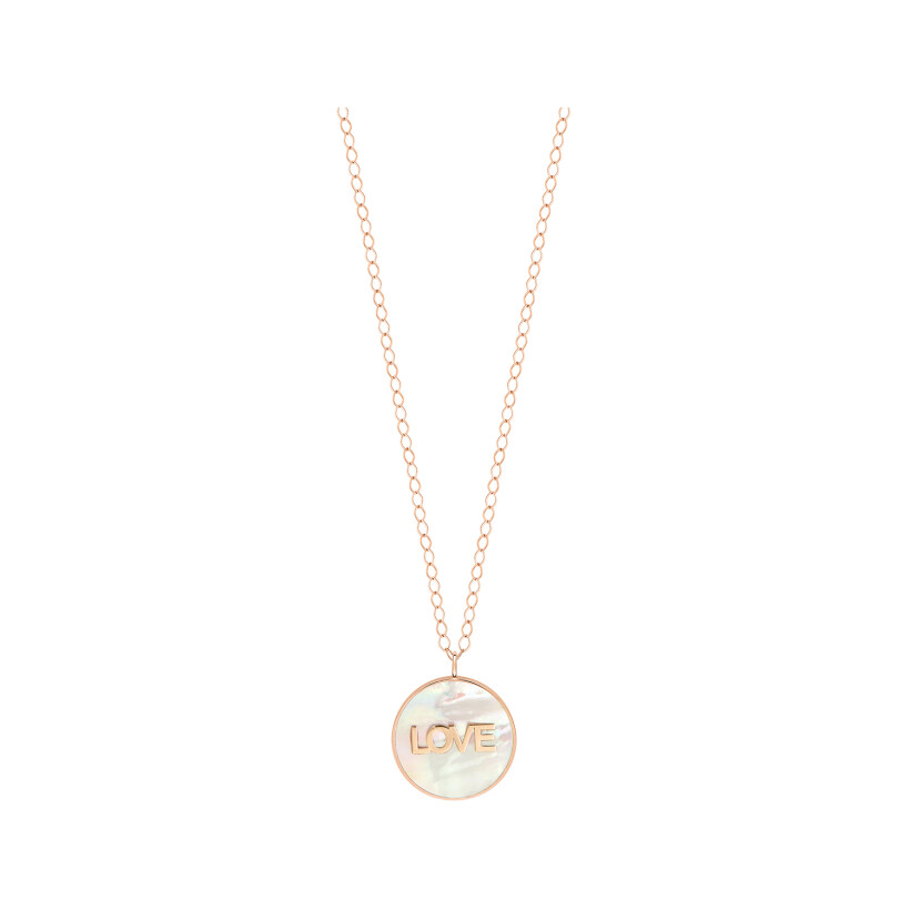 GINETTE NY LOVE Jumbo ever necklace, rose gold and white mother-of-pearl