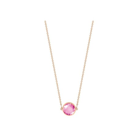 GINETTE NY MINI EVER DISC necklace, pink gold and pink corundum