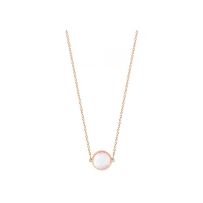 Collier Ginette NY MINI EVER DISC en or rose et nacre rose