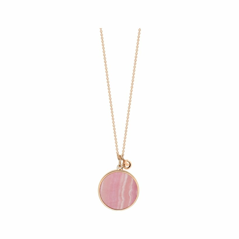 Ginette NY EVER disc on-chain necklace, rhodocrosite and rose gold