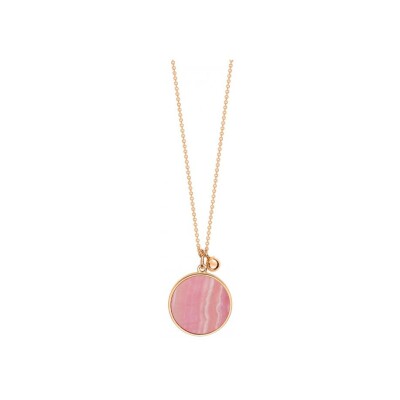 Ginette NY EVER disc on-chain necklace, rhodocrosite and rose gold