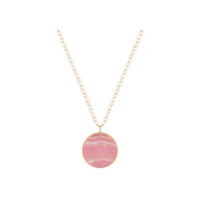 Ginette NY EVER jumbo disc on chain necklace, rhodocrosite and rose gold