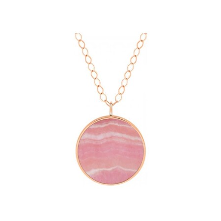 Collier Ginette NY JUMBO EVER DISC en rhodocrosite et or rose