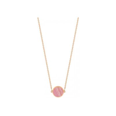 Ginette NY EVER mini disc necklace, rhodocrosite and rose gold