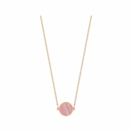 Ginette NY EVER mini disc necklace, rhodocrosite and rose gold