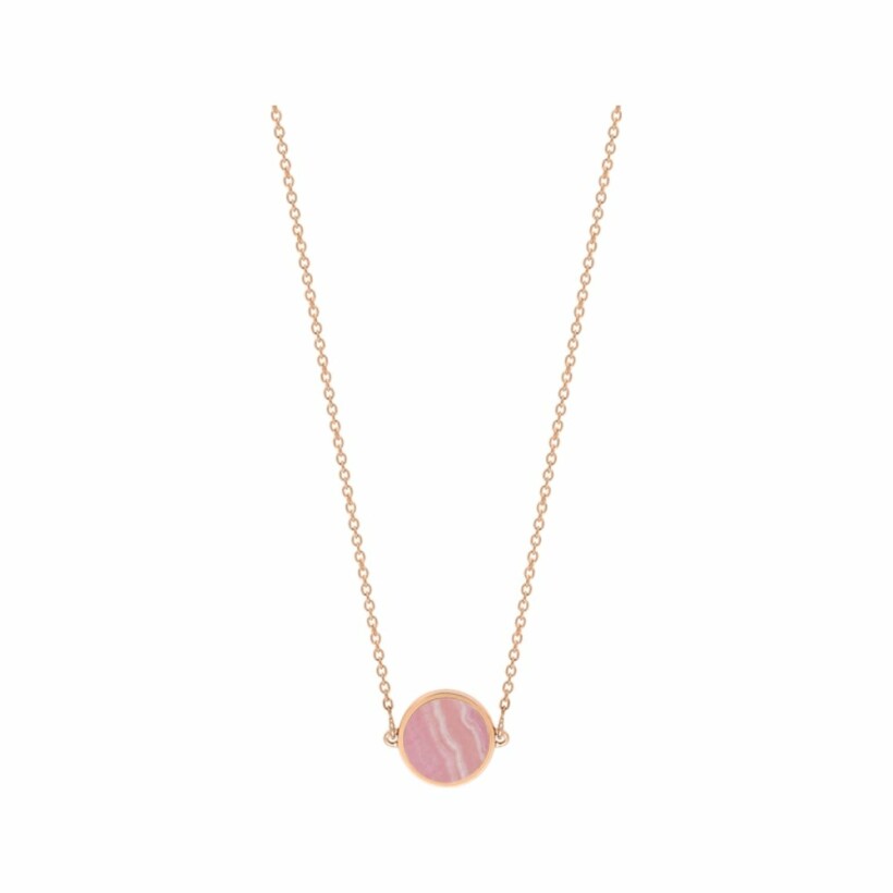 Ginette NY EVER mini disc necklace, rhodocrosite and rose gold