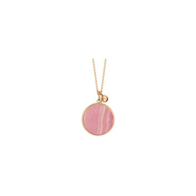 Collier Ginette NY EVER DISC en rhodocrosite et or rose