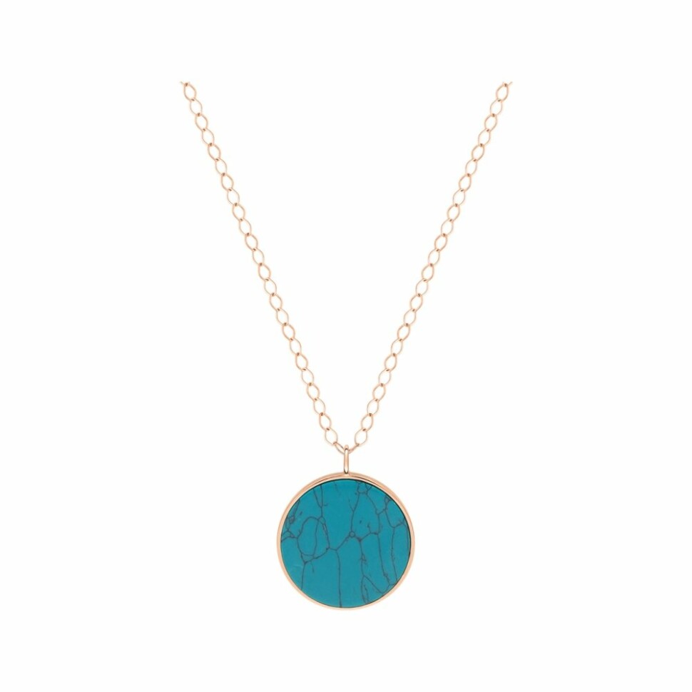 Ginette NY Jumbo EVER necklace, rose gold and turquoise