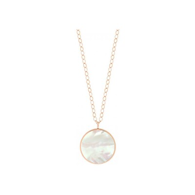 Collier Ginette NY JUMBO EVER DISC en or rose et nacre