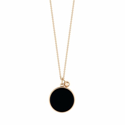 GINETTE NY EVER DISC necklace, rose gold and onyx