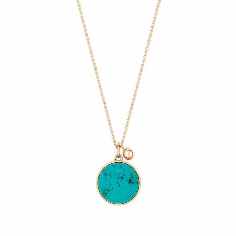 Collier GINETTE NY EVER en or rose et turquoise