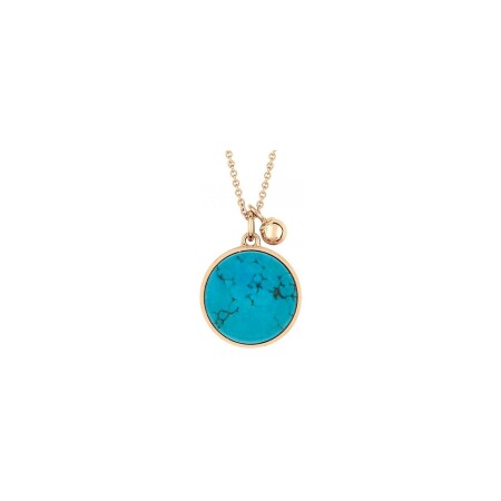 Collier Ginette NY EVER DISC en or rose et turquoise