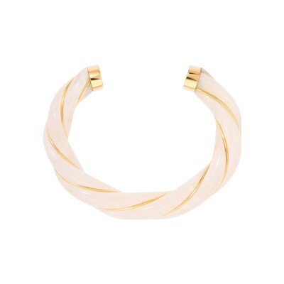 Bracelet jonc Aurélie Bidermann Diana en métal doré à l'or 18 carats et résine - Effet Glace