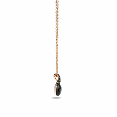 Pendentif sur chaîne Pomellato Capri en or rose, diamants noirs et onyx