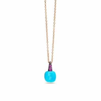 Collier Pomellato Capri en or rose, turquoise et rubis