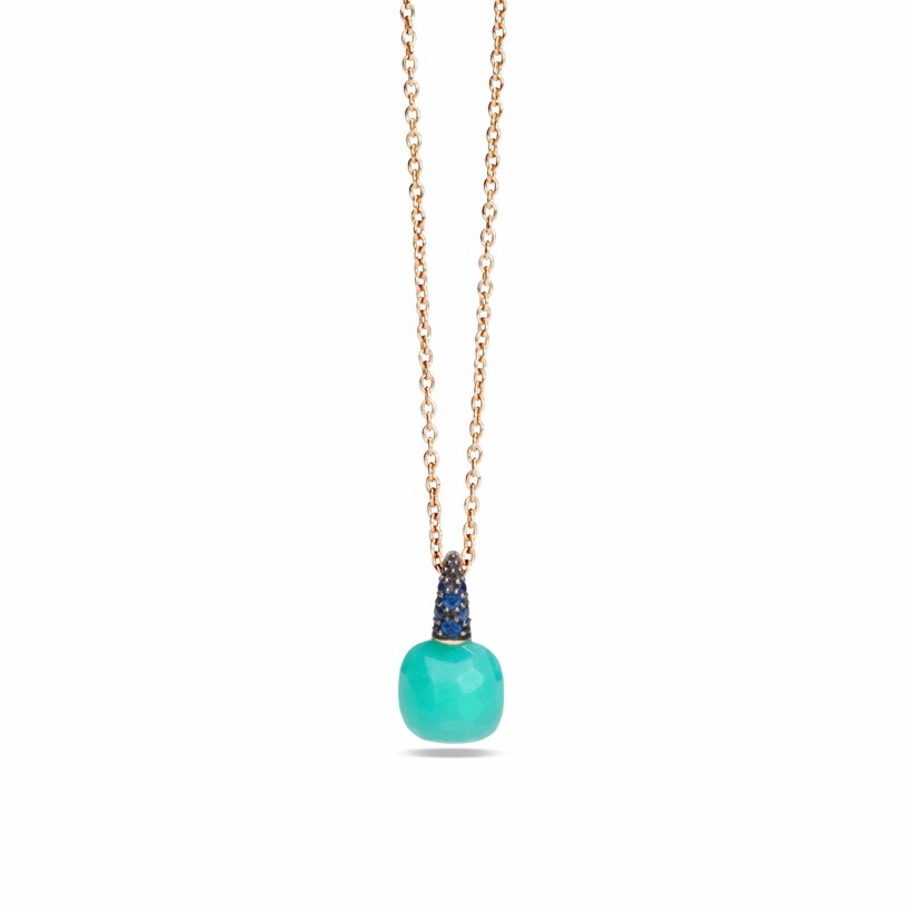 Pomellato Capri necklace, rose gold, chrysoprase and blue sapphires